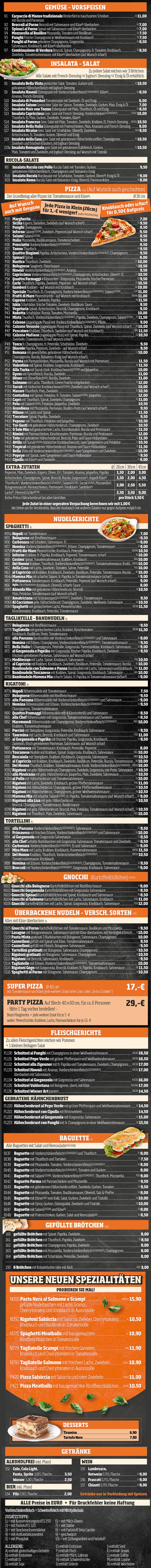 Bild: Unsere neue Speisekarte
