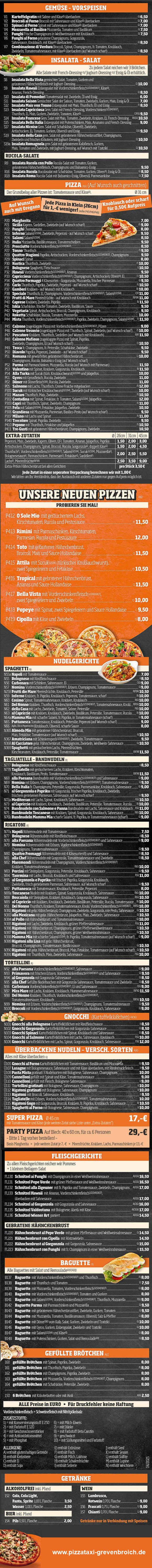 Bild: Unsere neue Speisekarte